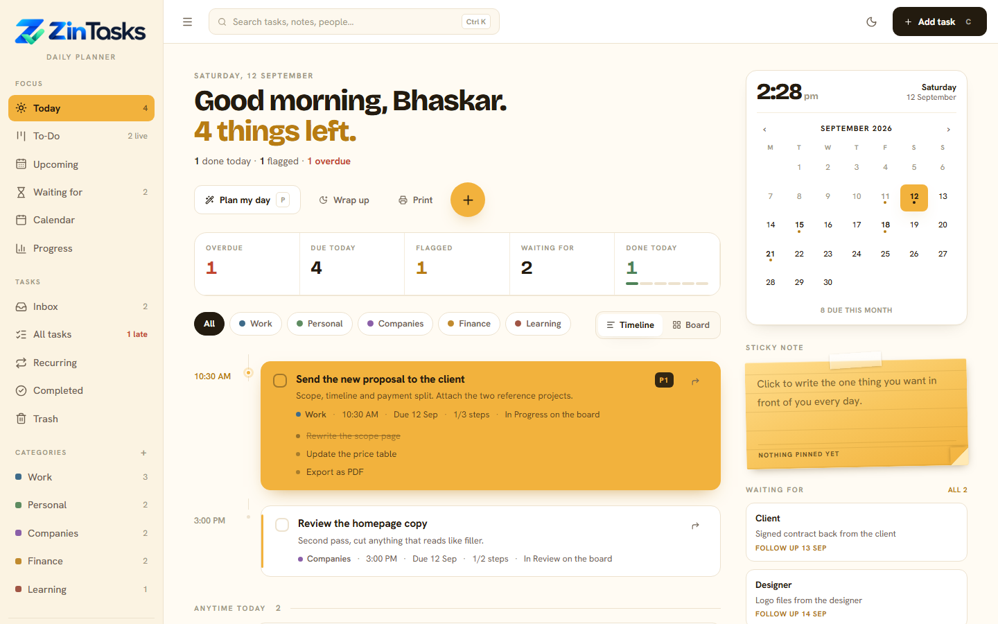 Zin Tasks screenshot